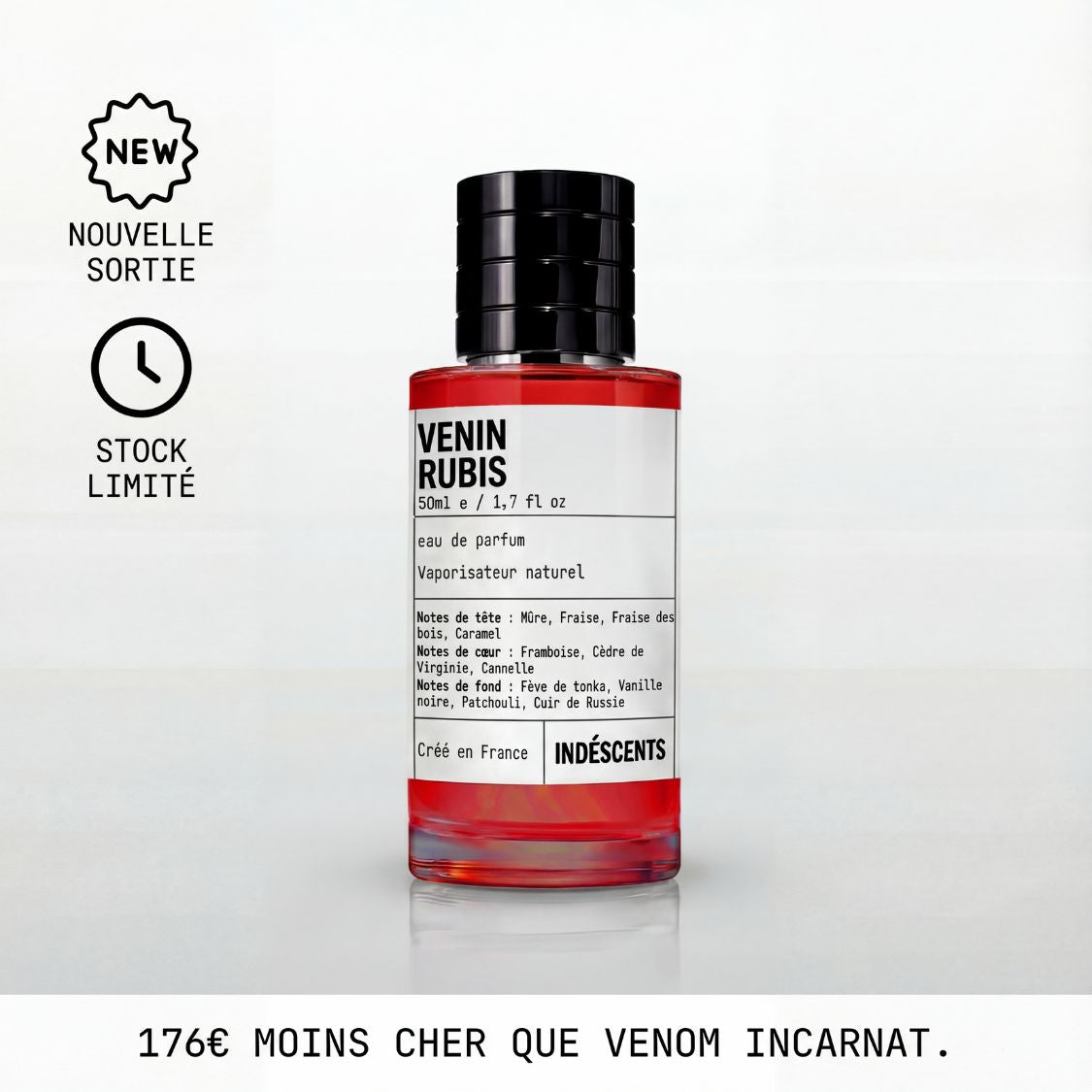 Flacon rouge Venin Rubis Indéscents, eau de parfum inspirée de Venom Incarnat de Stéphane Humbert Lucas 777
