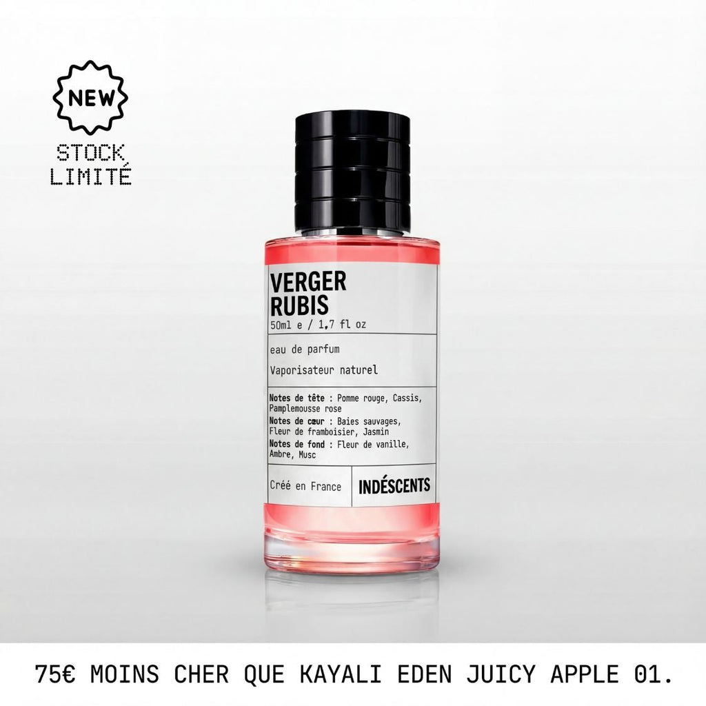 Flacon Verger Rubis Indéscents, eau de parfum rose inspirée de Kayali Eden Juicy Apple 01