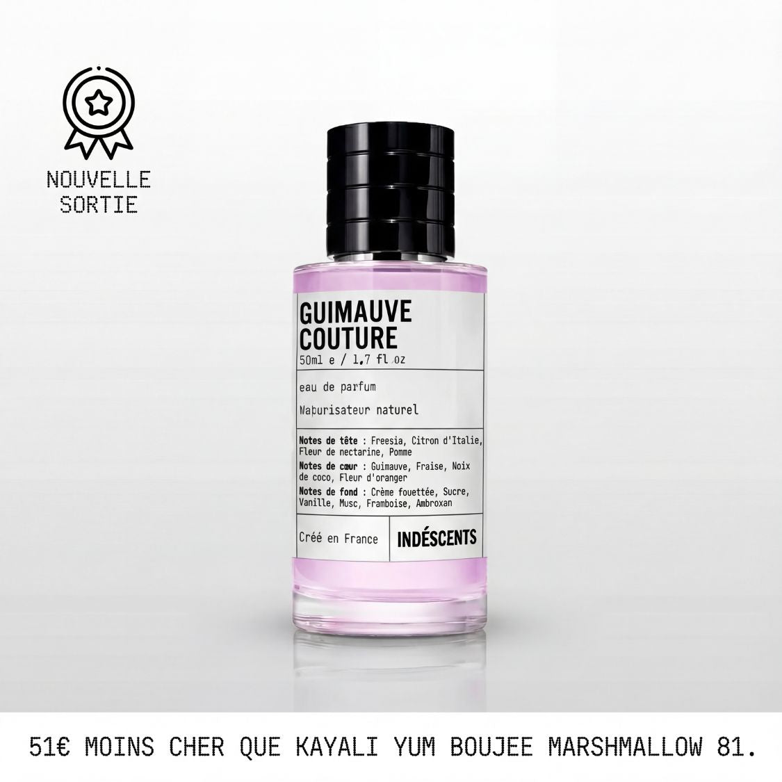 Flacon Guimauve Couture d'Indéscents, eau de parfum rose inspirée de Kayali Yum Boujee Marshmallow | 81