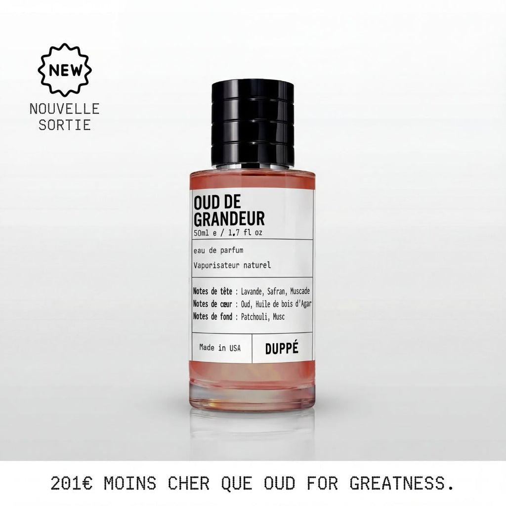 Flacon Oud de Grandeur Indéscents, eau de parfum ambrée inspirée d'Initio Parfums Privés Oud for Greatness