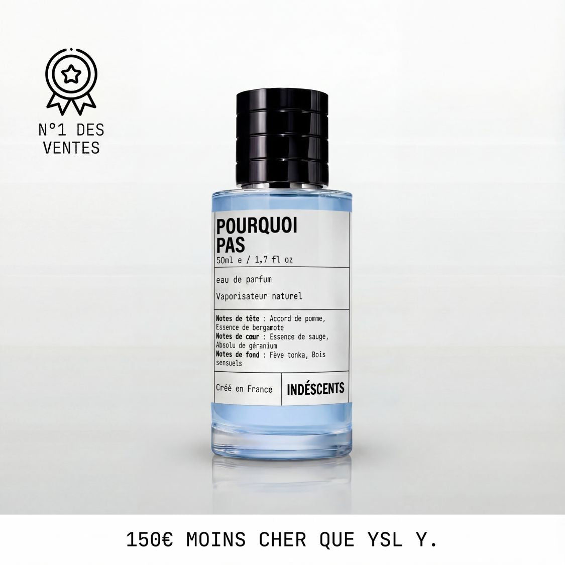 Flacon Pourquoi Pas Indéscents, eau de parfum homme bleue inspirée d’Yves Saint Laurent Y, 50 ml