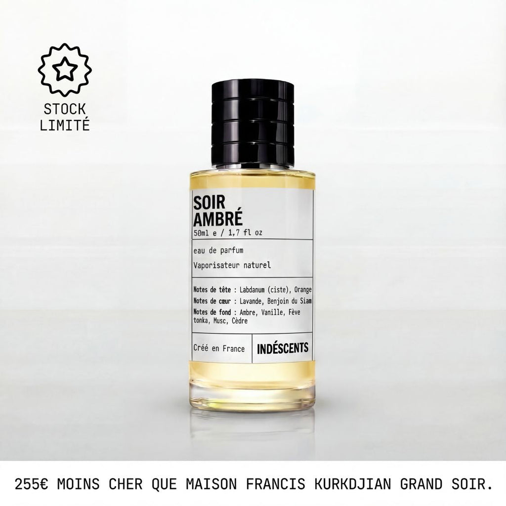 Flacon Soir Ambré Indéscents, eau de parfum 50 ml inspirée de Maison Francis Kurkdjian Grand Soir