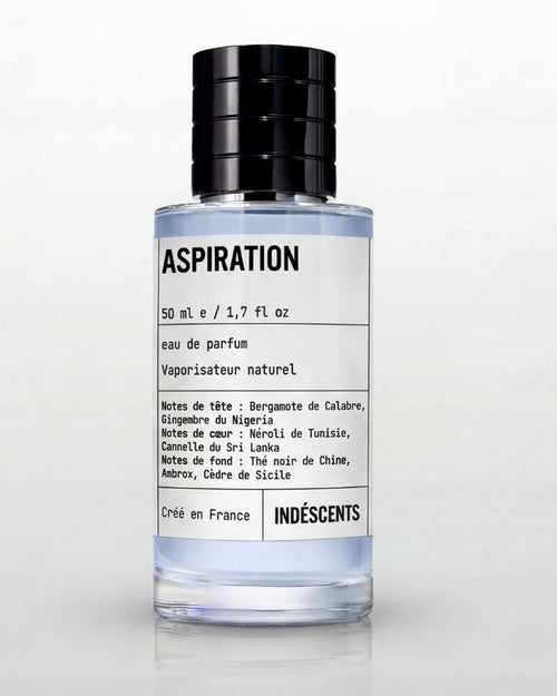 Flacon Aspiration d'Indéscents, eau de parfum inspirée de Louis Vuitton Imagination, bergamote et thé noir