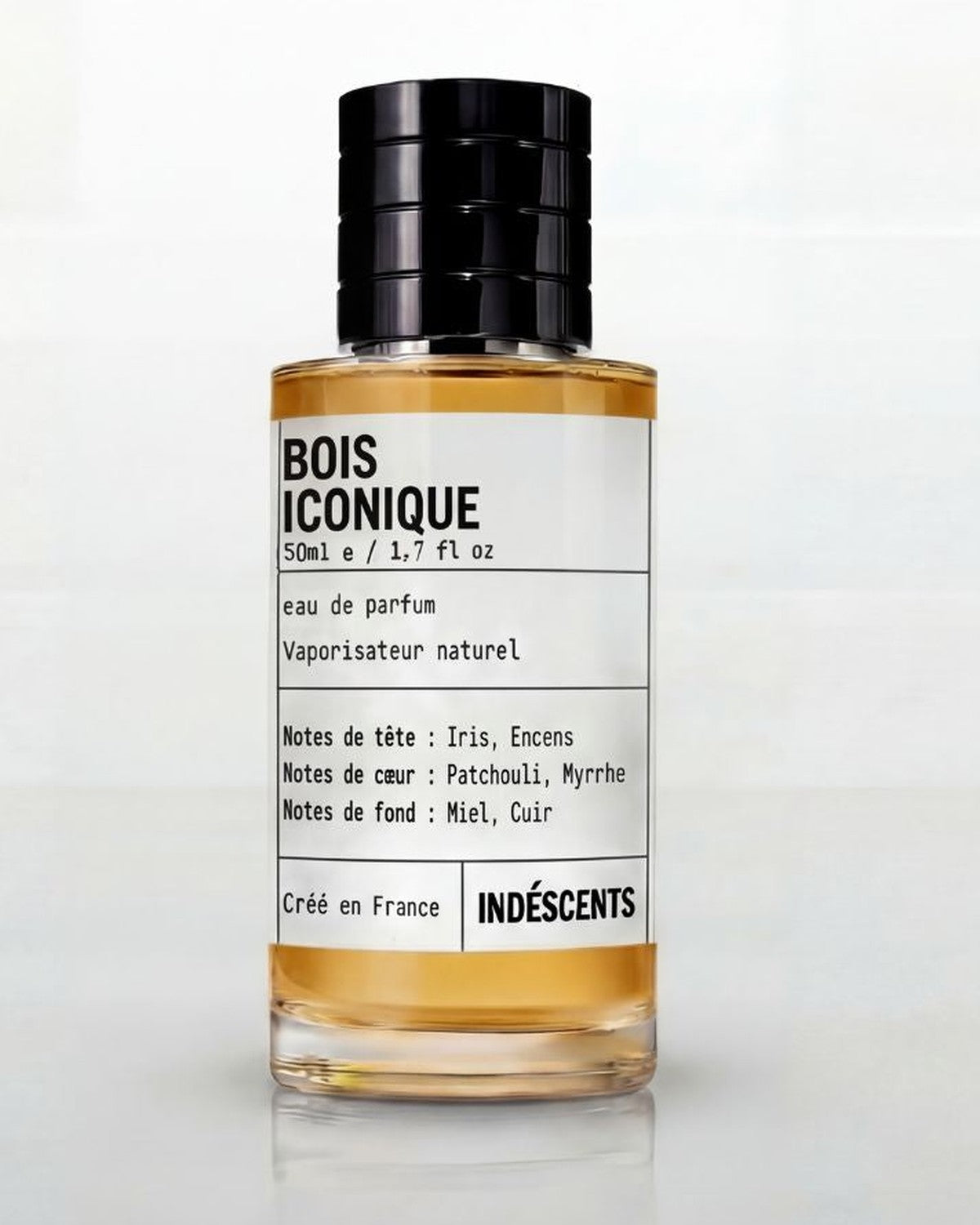 Flacon Bois Iconique Indéscents, eau de parfum boisée inspirée de Dior Bois d'Argent, 50 ml