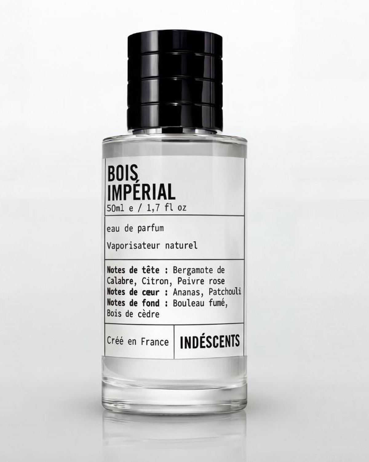 Flacon Bois Impérial Indéscents, eau de parfum 50 ml inspirée de Creed Aventus, capsule noire