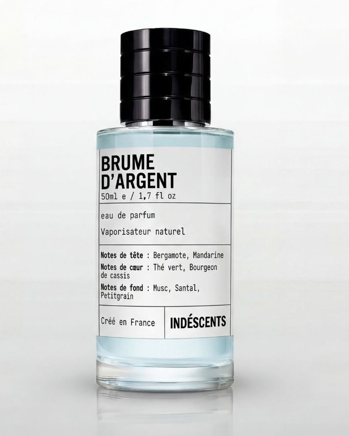 Flacon Brume d'Argent Indéscents, eau de parfum fraîche inspirée de Creed Silver Mountain Water, 50 ml