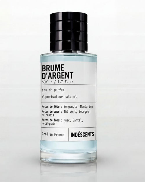 Flacon Brume d'Argent Indéscents, eau de parfum fraîche inspirée de Creed Silver Mountain Water, 50 ml