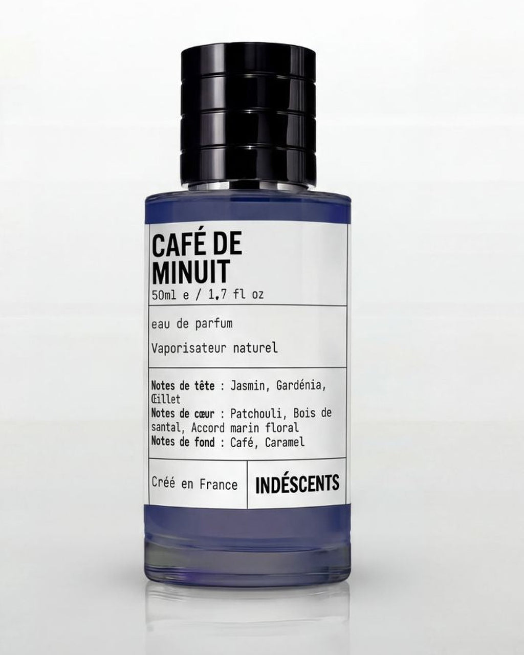 Flacon Café de Minuit Indéscents 50 ml, eau de parfum inspirée de Bond No. 9 New York Nights, notes café et jasmin