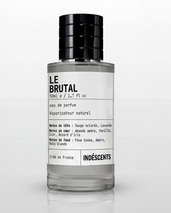 Flacon Le Brutal Indéscents, eau de parfum cuirée inspirée de Tom Ford Fucking Fabulous, 50 ml