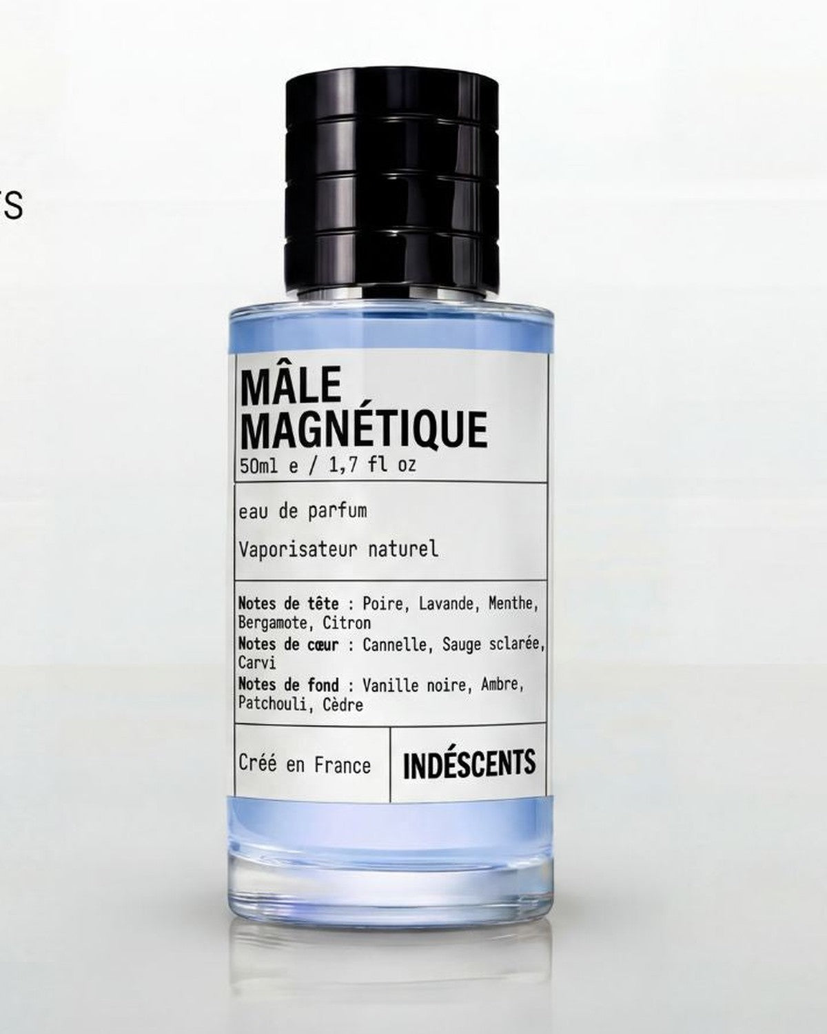 Flacon Mâle Magnétique Indéscents, eau de parfum bleu pâle inspirée de Jean Paul Gaultier Ultra Male