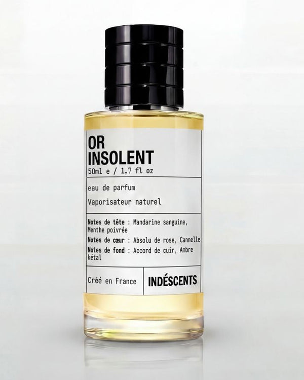 Flacon Or Insolent Indéscents, eau de parfum dorée inspirée de Rabanne 1 Million