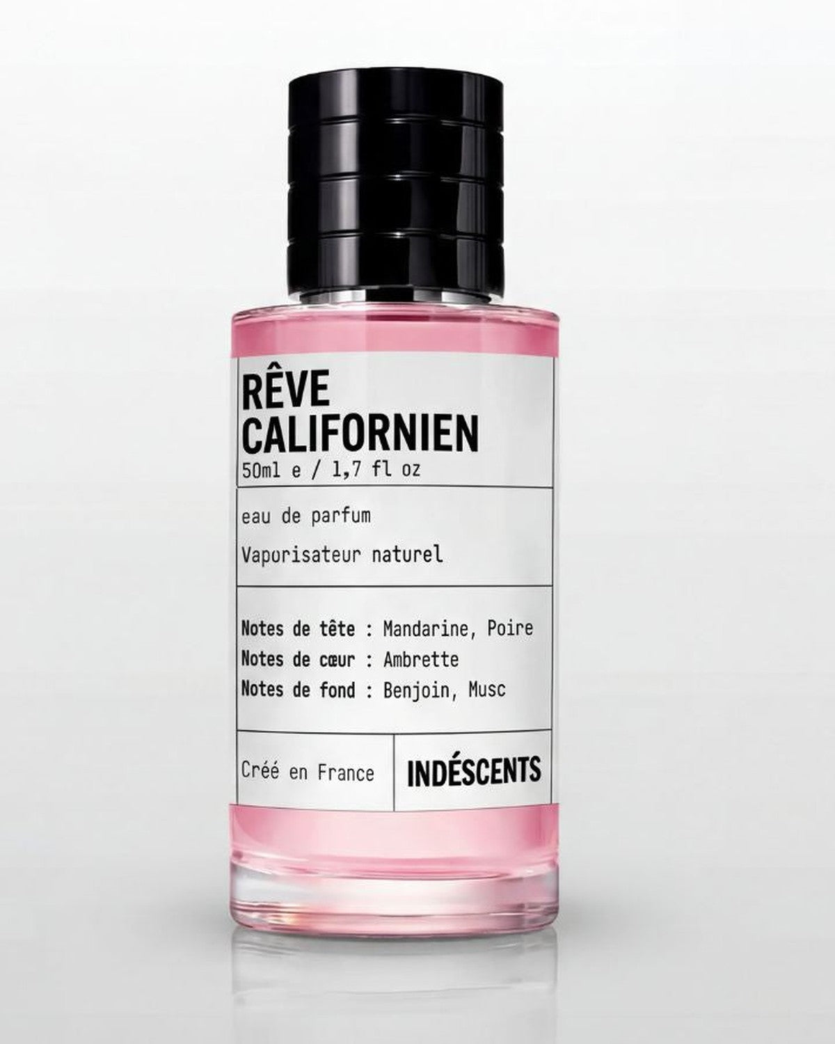 Flacon Rêve Californien Indéscents, eau de parfum rose inspirée de Louis Vuitton California Dream, 50 ml