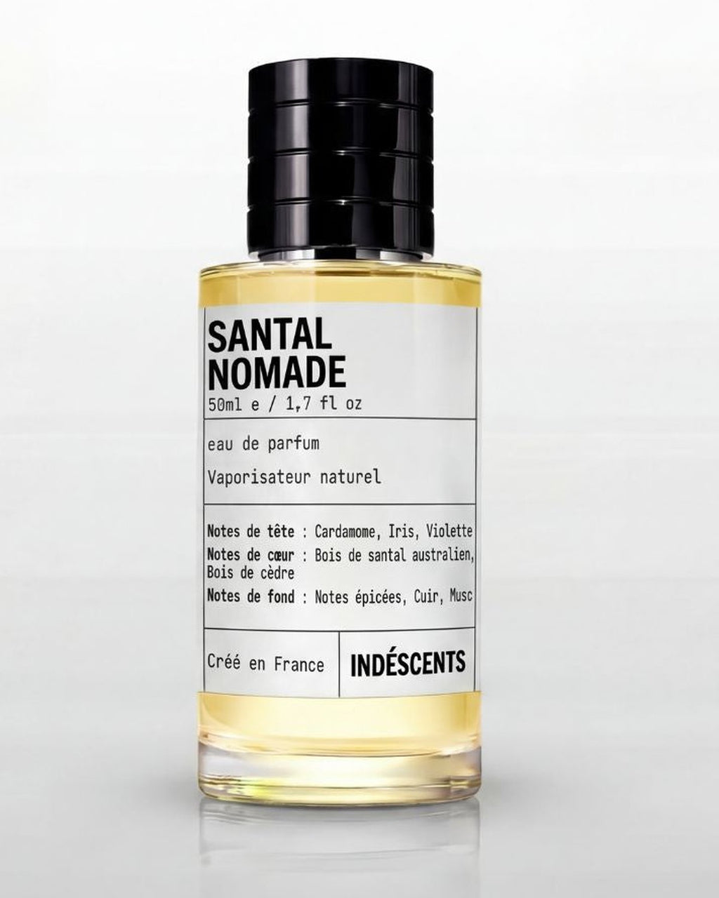Flacon Santal Nomade Indéscents, eau de parfum 50 ml inspirée de Le Labo Santal 33, capsule noire