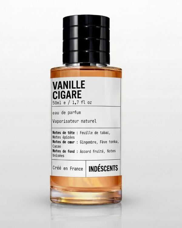 Flacon ambré Vanille Cigare Indéscents, eau de parfum inspirée de Tom Ford Tobacco Vanille