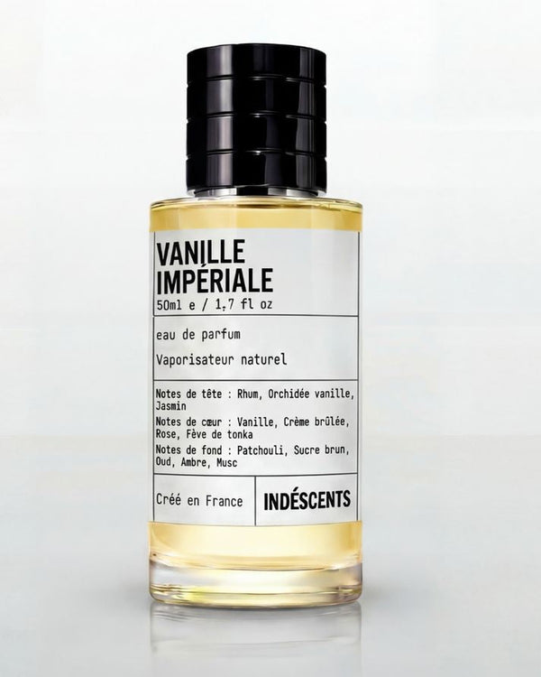 Flacon Vanille Impériale Indéscents, eau de parfum inspirée de Kayali Vanilla Royale Sugared Patchouli 64
